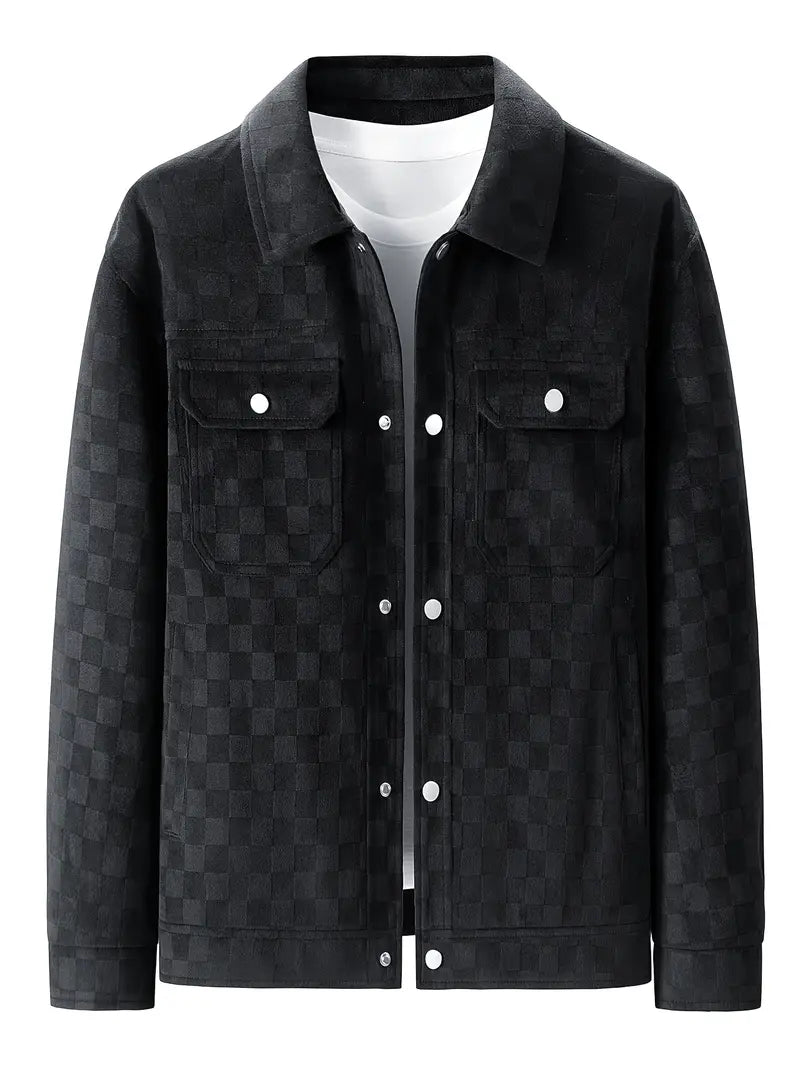 RAFAEL TONAL CHECKERBOARD SUEDE JACKET