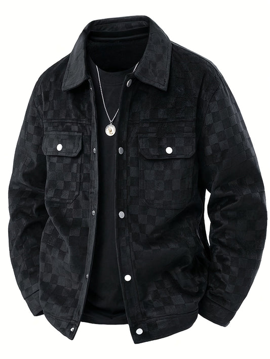 RAFAEL TONAL CHECKERBOARD SUEDE JACKET